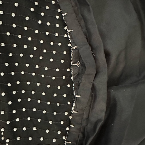 Vintage Pearl & Sequin Black Silk Jacket Open-Front or Hook & Eye Closure ~ 2X - Picture 16 of 17